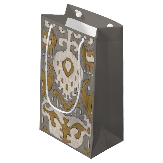 Sacola Para Presentes Pequena Ochre Ikat II (Frente inclinada)