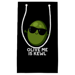 Sacola Para Presentes Pequena Olive Me É Kewl Legal Olive Pun Dark BG