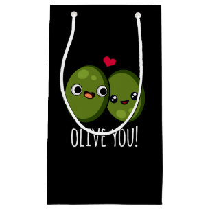 Sacola Para Presentes Pequena Olive You Funny Olive Pun Dark BG