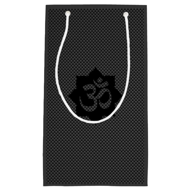 Sacola Para Presentes Pequena OM Lotus Espiritualidade Yoga em Estilo de Fibra d (Frente)