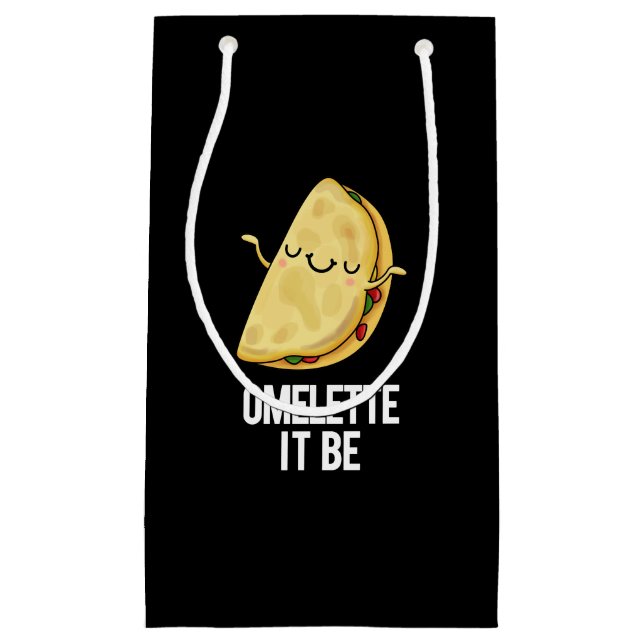 Sacola Para Presentes Pequena Ome-lette It Be Funny Omelette Pun Dark BG (Frente)