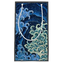 Sacola Para Presentes Pequena Onda Feminina Hokusai Vintage Oceano