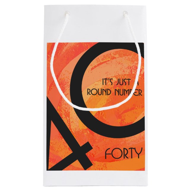 Sacola Para Presentes Pequena Orange 40 Decade Birthday (Verso)