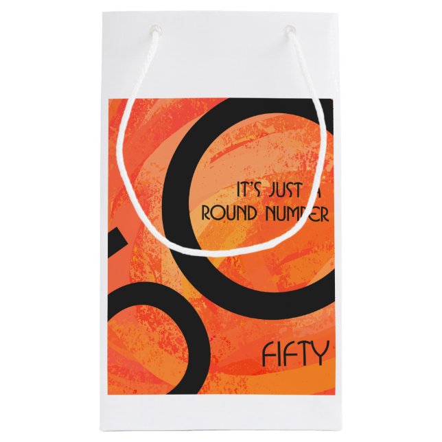 Sacola Para Presentes Pequena Orange 50 Decade Birthday (Verso)