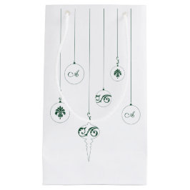 Sacola Para Presentes Pequena Ornaments de Prendamento Verde-Inverno Gift Bag