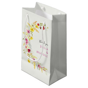 Sacola Para Presentes Pequena Orquídeas Silvestres Rosa Roxo Coroa de Flores Cas