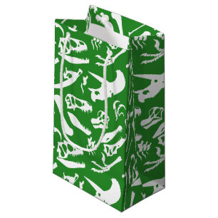 Sacola Para Presentes Pequena Ossos de dinossauro (verde)