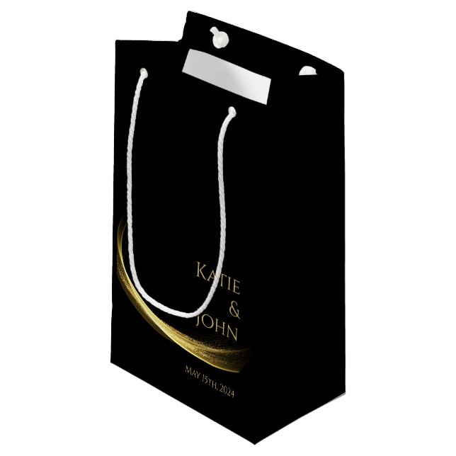 Sacola Para Presentes Pequena Ouro Elegance-Wedding- (Frente inclinada)