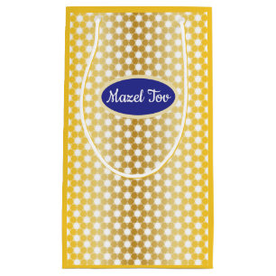 Sacola Para Presentes Pequena Ouro Judeu Estrela "Mazel Tov" Pequeno Gift Bag