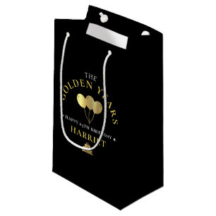 Sacola Para Presentes Pequena Ouro preto e Dourado anos 65.a Festa de aniversári