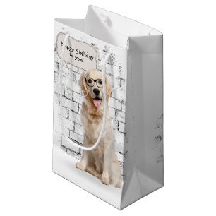 Sacola Para Presentes Pequena Ouro Retriever com anos de óculos
