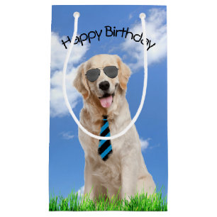 Sacola Para Presentes Pequena Ouro Retriever Para Aniversário