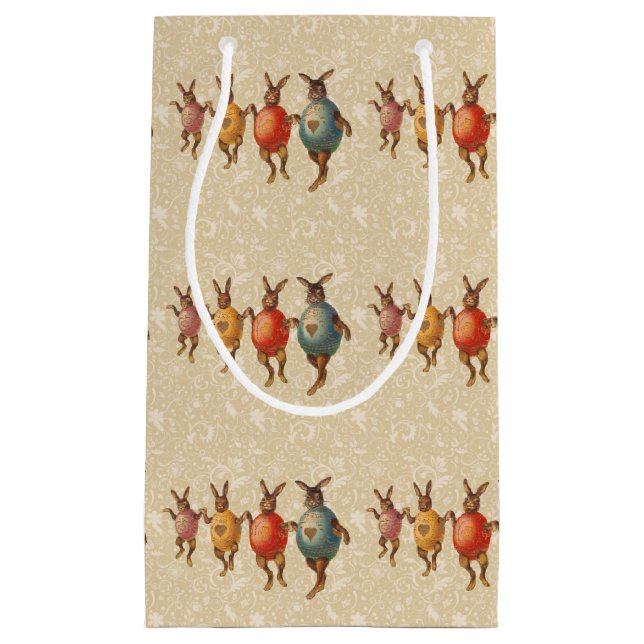 Sacola Para Presentes Pequena Ovos Dançantes De Coelho Da Páscoa (Frente)