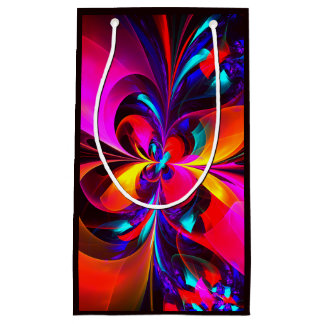 Sacola Para Presentes Pequena Padrão Azul Vermelho Abstrato Floral Moderno #07