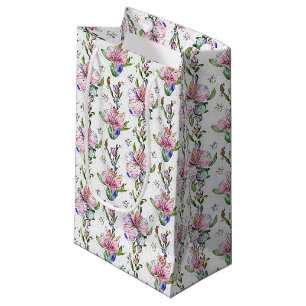 Sacola Para Presentes Pequena Padrão Botânico Colorido - Flora Artística