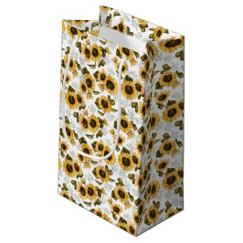Sacola Para Presentes Pequena Padrão Botânico de girassol