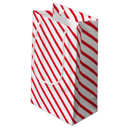 Sacola Para Presentes Pequena Padrão branco vermelho-natalino Stripes oblíquo