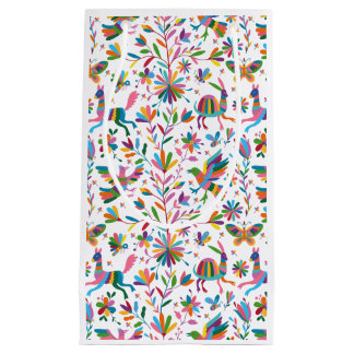 Sacola Para Presentes Pequena Padrão Brilhante do estilo Otomi mexicano