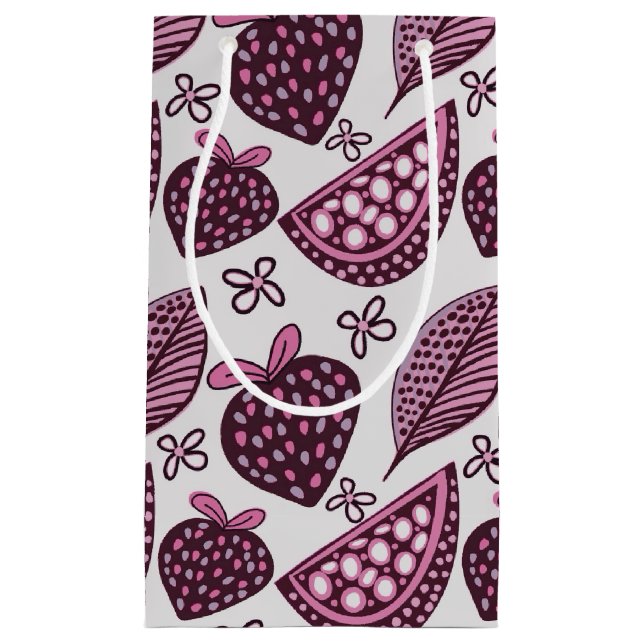 Sacola Para Presentes Pequena Padrão Chic Berry & Fruity (Frente)