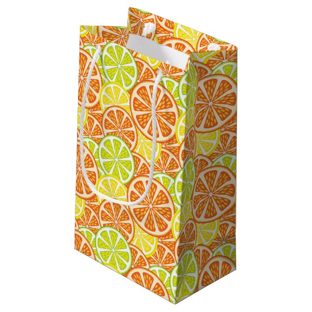 Sacola Para Presentes Pequena Padrão Citrus 2 (Verso inclinado)