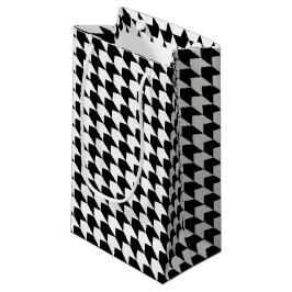 Sacola Para Presentes Pequena Padrão clássico de houndstooth preto