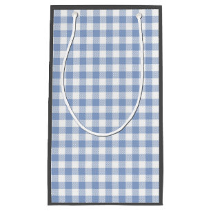 Sacola Para Presentes Pequena Padrão clássico Gingham azul verificado