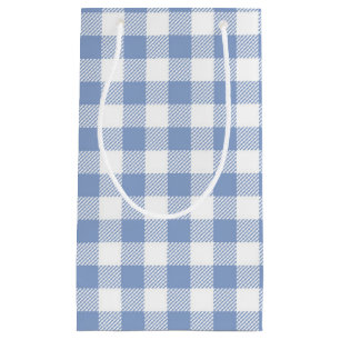 Sacola Para Presentes Pequena Padrão clássico Gingham azul verificado