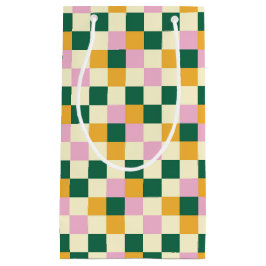 Sacola Para Presentes Pequena Padrão Colorido do Quadro de Verificação