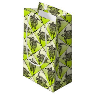 Sacola Para Presentes Pequena Padrão das tartarugas do mar Shamanic - verde + su