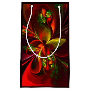Sacola Para Presentes Pequena Padrão de Abstrato Floral Verde Moderno #05