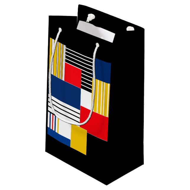 Sacola Para Presentes Pequena padrão de abstrato. Patchwork. (Verso inclinado)