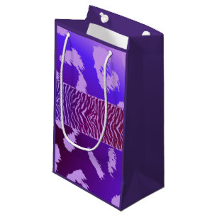 Sacola Para Presentes Pequena Padrão de Animal Selvagem Roxo