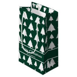 Sacola Para Presentes Pequena Padrão de árvore de Natal de abeto verde e branco