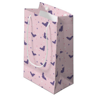 Sacola Para Presentes Pequena Padrão de Bat do Dia das Bruxas Cor-de-Rosa, Bonit