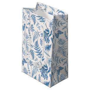 Sacola Para Presentes Pequena Padrão de Borboleta Azul Jardim e Jardim Floral