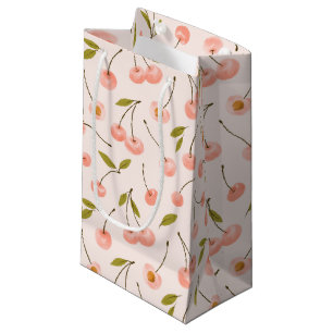 Sacola Para Presentes Pequena Padrão de Cereja de Aquarela