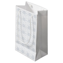 Sacola Para Presentes Pequena Padrão de Chinoiserie Azul Branco com Nome Monogra