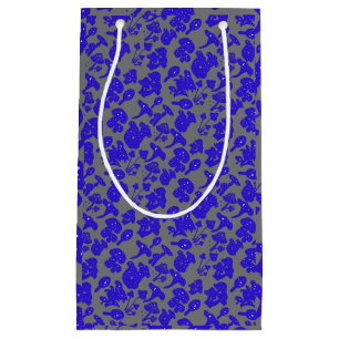 Sacola Para Presentes Pequena Padrão de cogumelo preto 01Cinza azul BG