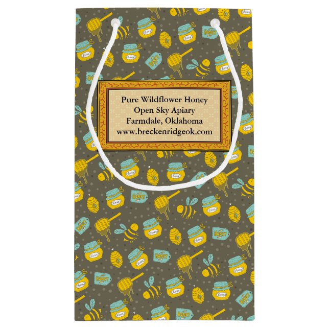 Sacola Para Presentes Pequena Padrão De Colher De Mel Rotulado (Verso)