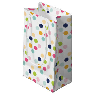 Sacola Para Presentes Pequena Padrão de Confetes de Aniversário com Pontos Polka