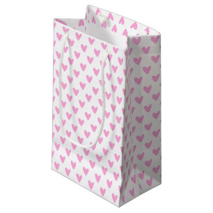 Sacola Para Presentes Pequena Padrão de Corações Rosa Quente Bonito