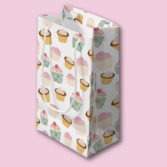 Sacola Para Presentes Pequena Padrão de Cupcake (Cupcake gift bag - different sizes available.)