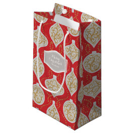 Sacola Para Presentes Pequena Padrão de enfeites de natal elegantes personalizad