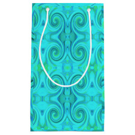 Sacola Para Presentes Pequena Padrão de espiral de Arte Líquida de Abstrato Azul