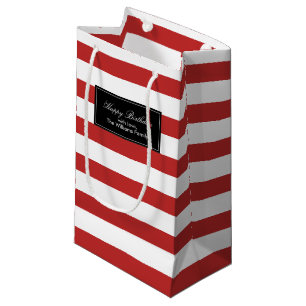 Sacola Para Presentes Pequena Padrão de Faixa Vermelha Personalizado
