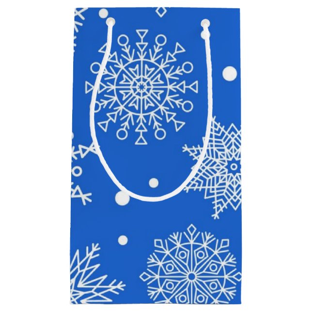 Sacola Para Presentes Pequena Padrão de floco de neve	 (Frente)