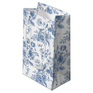 Sacola Para Presentes Pequena Padrão de Flor Azul
