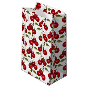 Sacola Para Presentes Pequena padrão de fruta de cereja giro