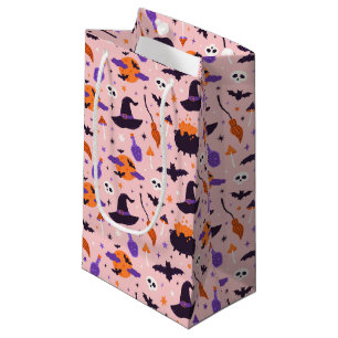 Sacola Para Presentes Pequena Padrão de Halloween Púrpura e rosa-claro