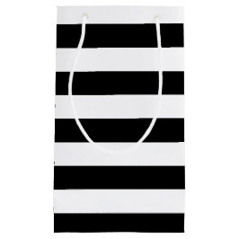 Sacola Para Presentes Pequena Padrão de Linhas Pretas e Brancas